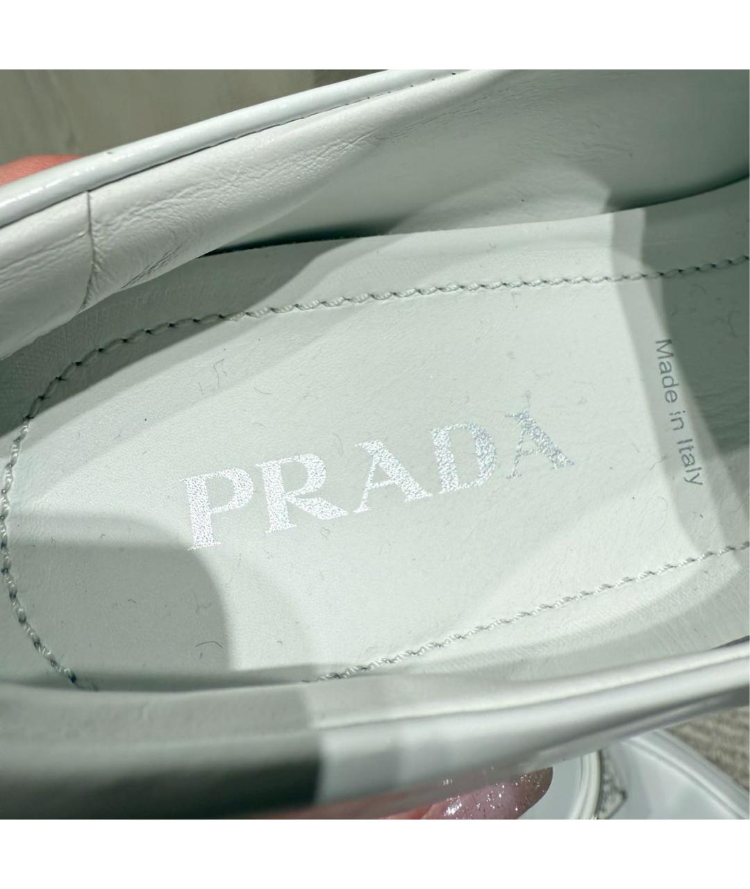 PRADA Белые кожаные лоферы, фото 5