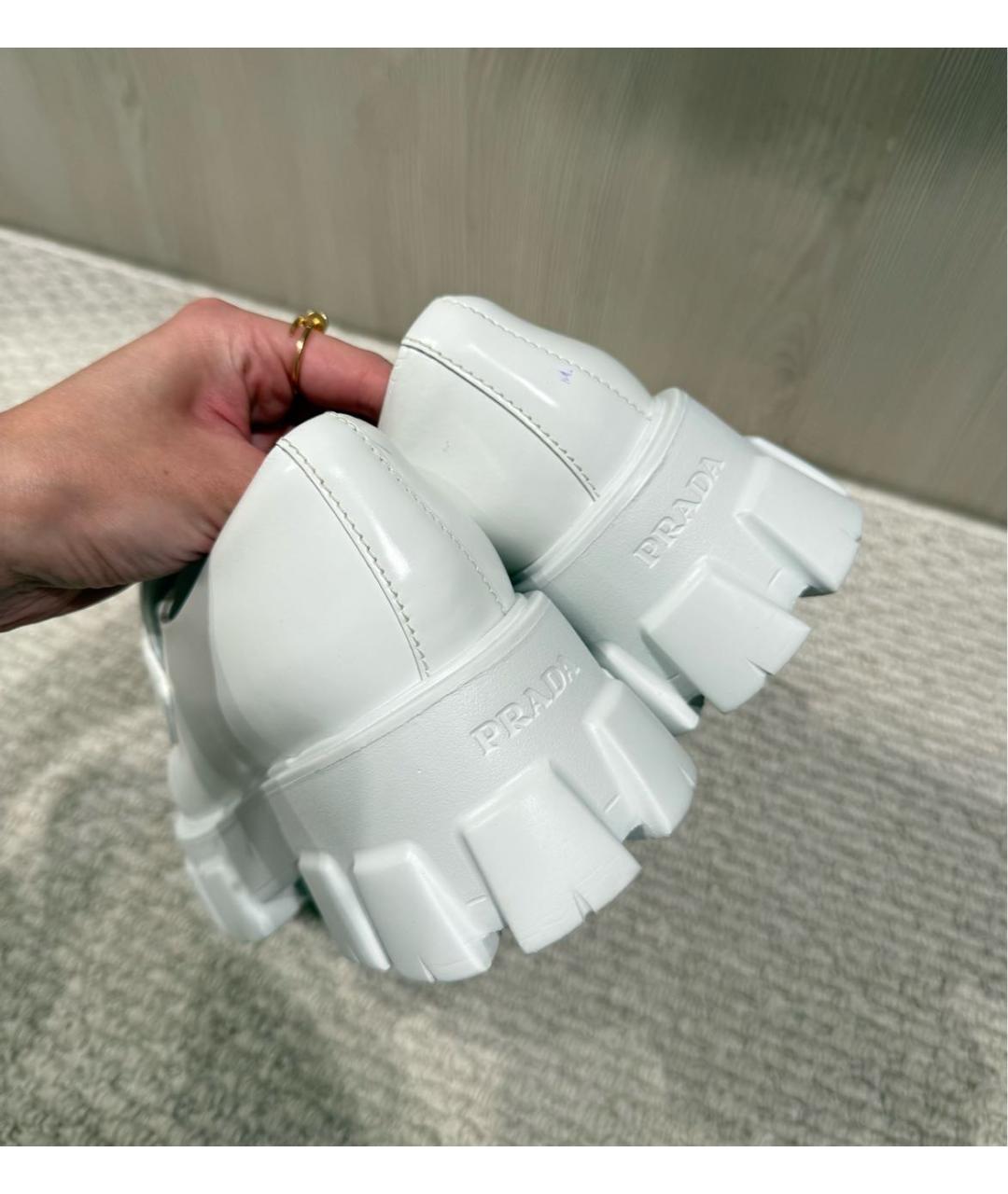 PRADA Белые кожаные лоферы, фото 4