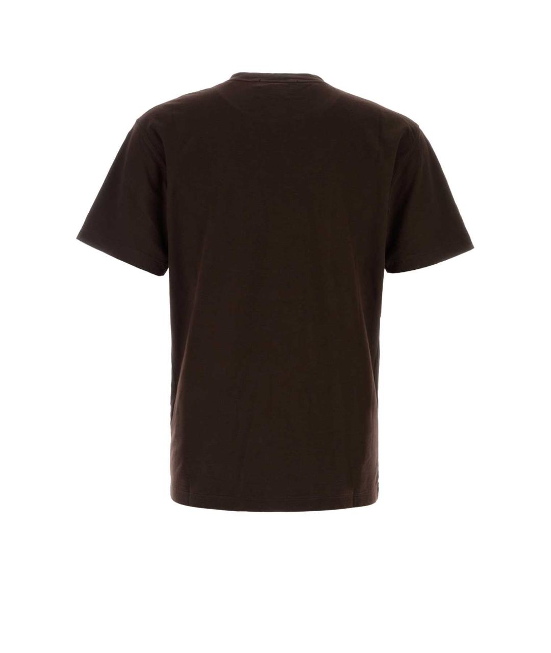 STONE ISLAND Коричневая хлопковая футболка, фото 2