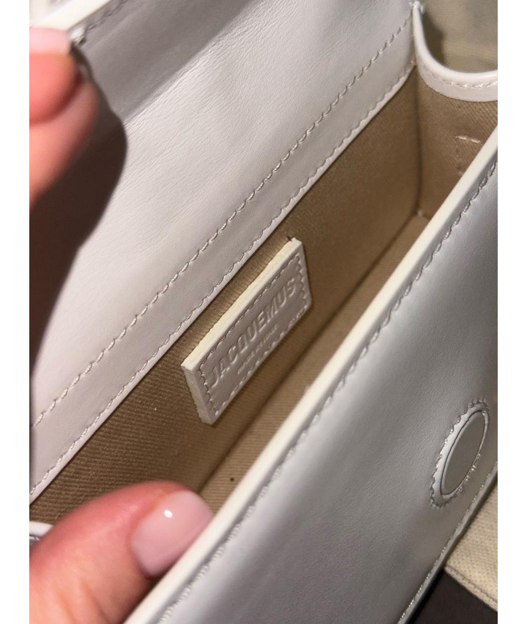 JACQUEMUS Белая кожаная сумка через плечо, фото 8
