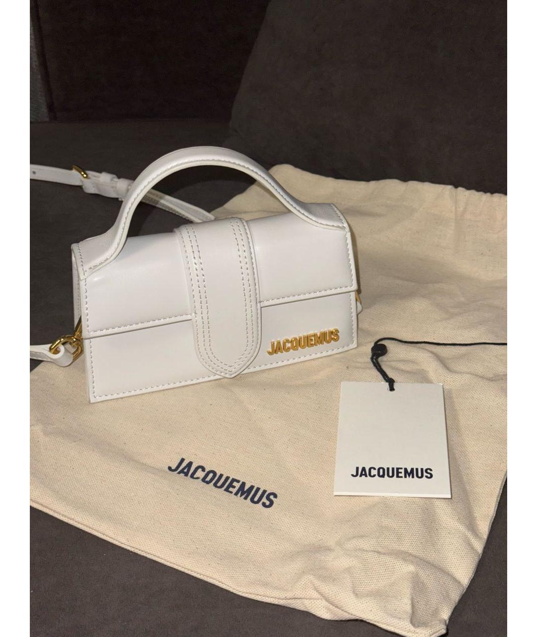 JACQUEMUS Белая кожаная сумка через плечо, фото 5