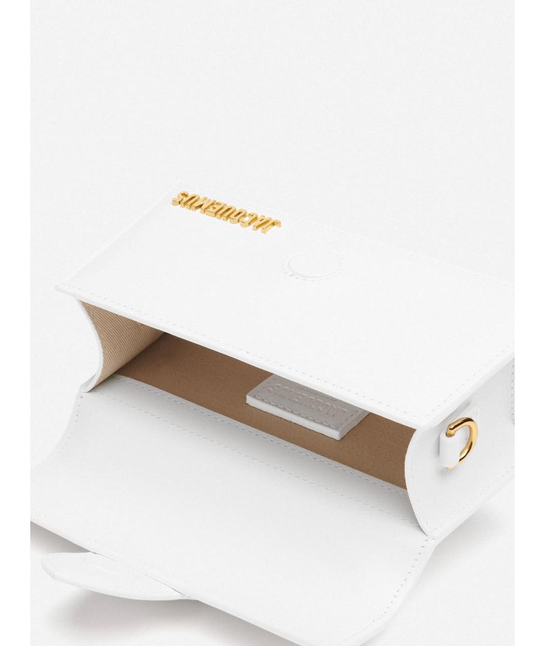 JACQUEMUS Белая кожаная сумка через плечо, фото 4