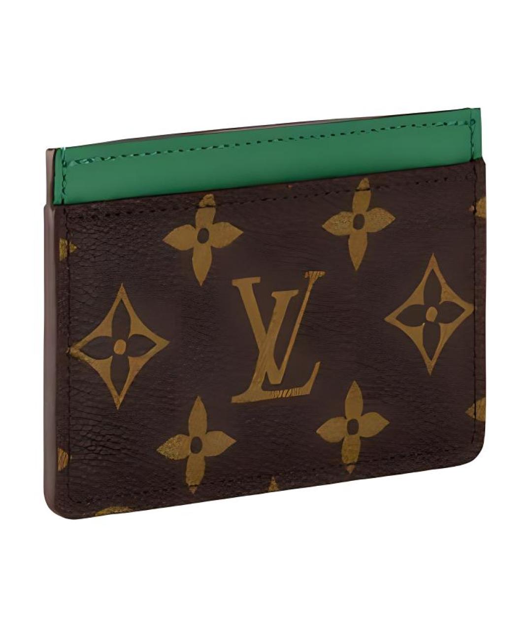 LOUIS VUITTON Коричневый кожаный кардхолдер, фото 2