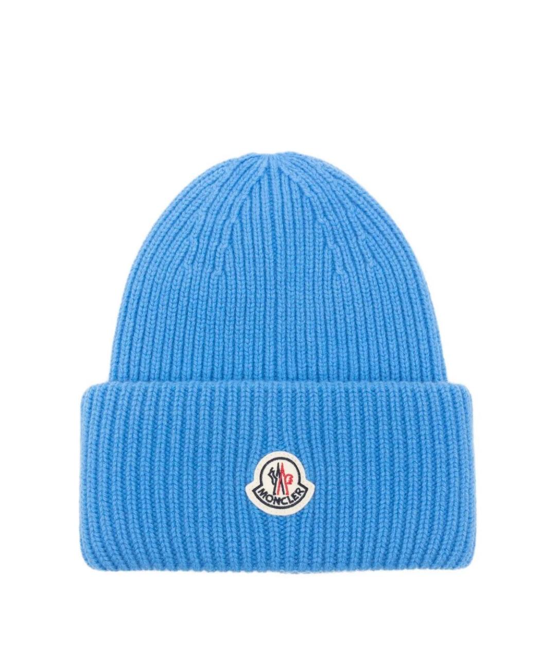 MONCLER Синяя шерстяная шапка, фото 1