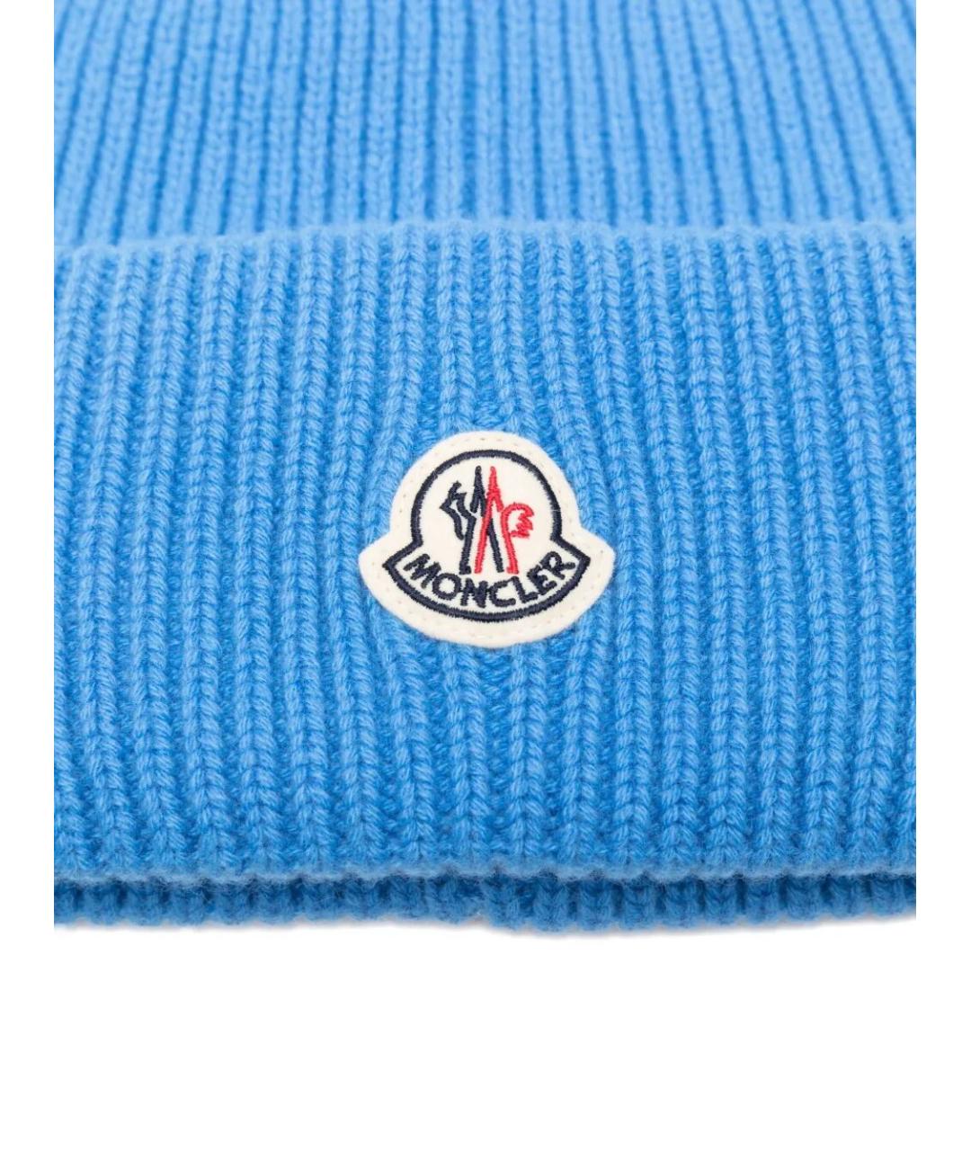 MONCLER Синяя шерстяная шапка, фото 2