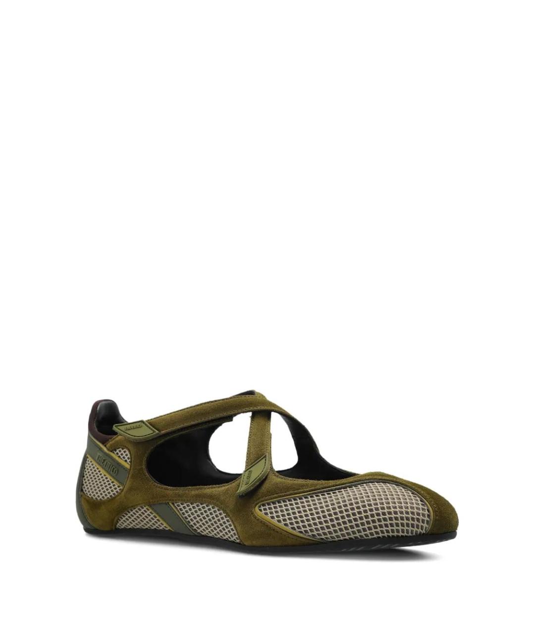 THE ATTICO Зеленые синтетические балетки, фото 2