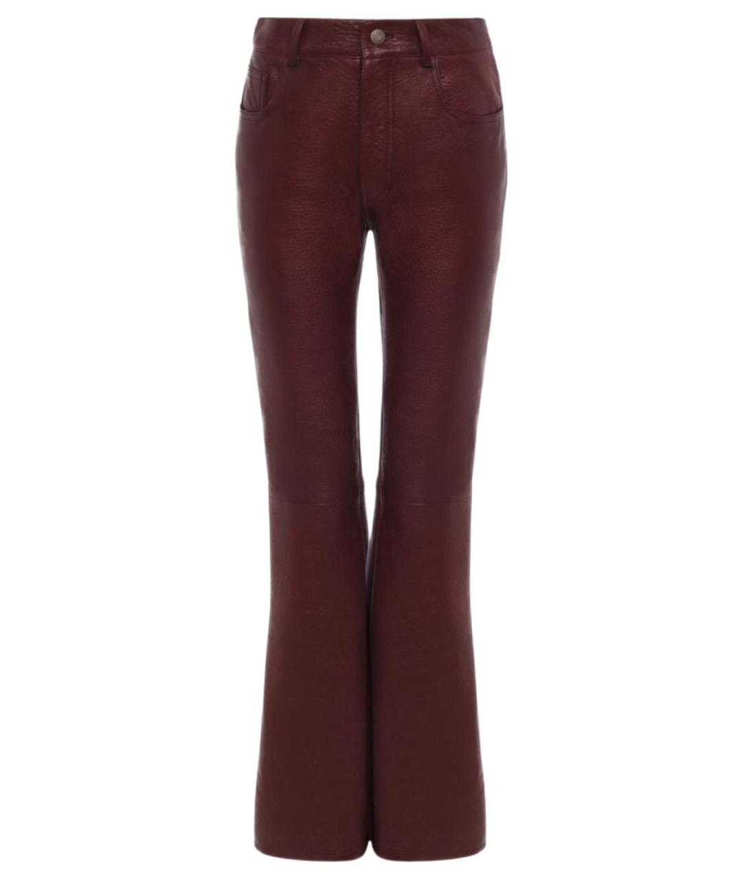 CHLOE Бордовые кожаные прямые брюки, фото 1