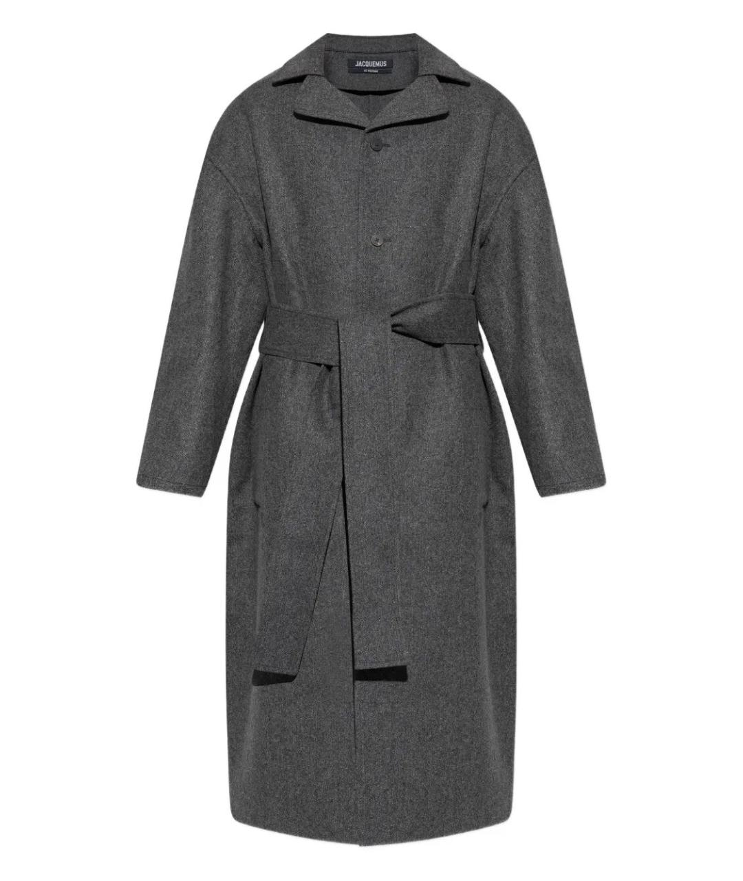 JACQUEMUS Серое шерстяное пальто, фото 1