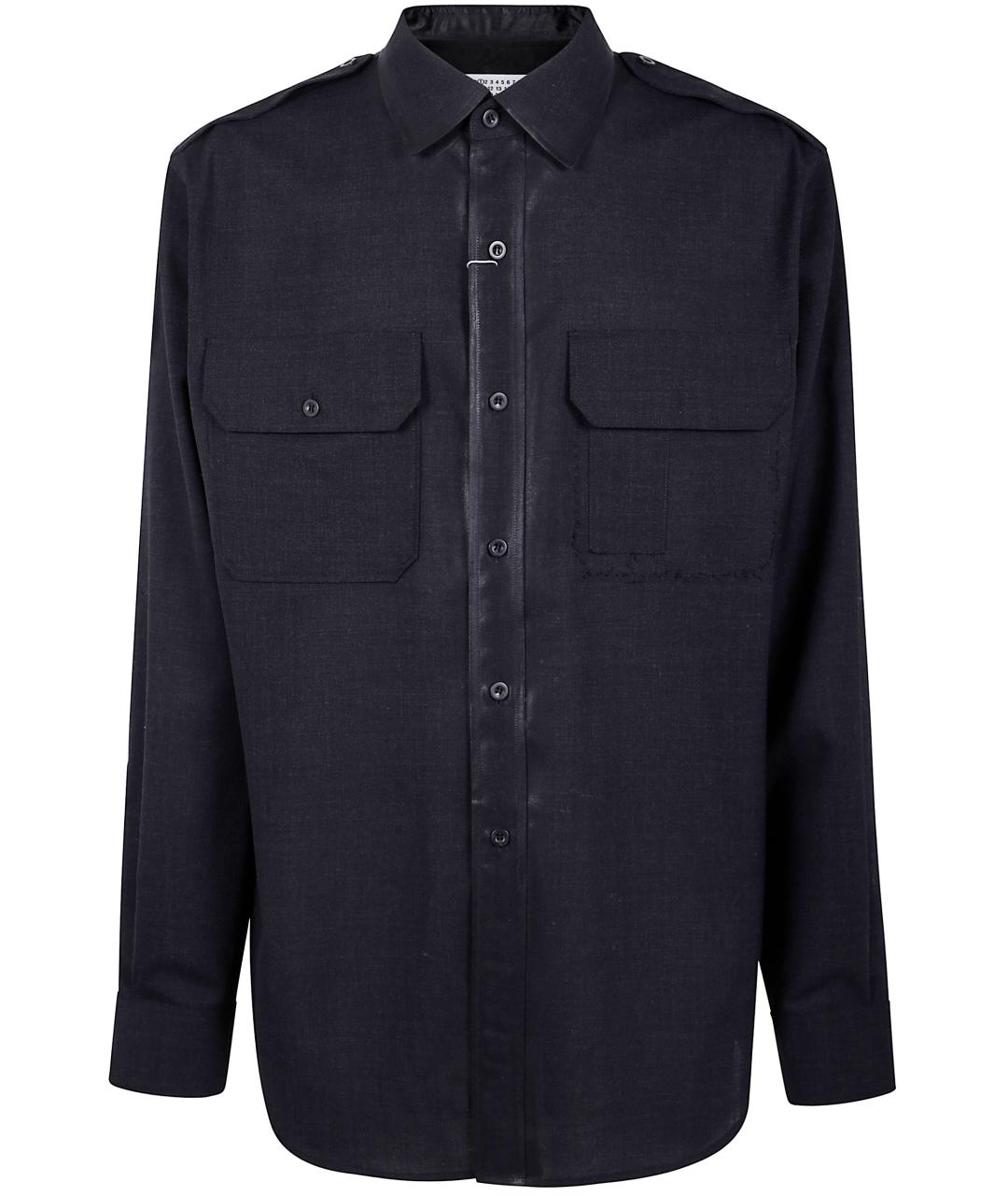 MAISON MARGIELA Антрацитовая шерстяная кэжуал рубашка, фото 1