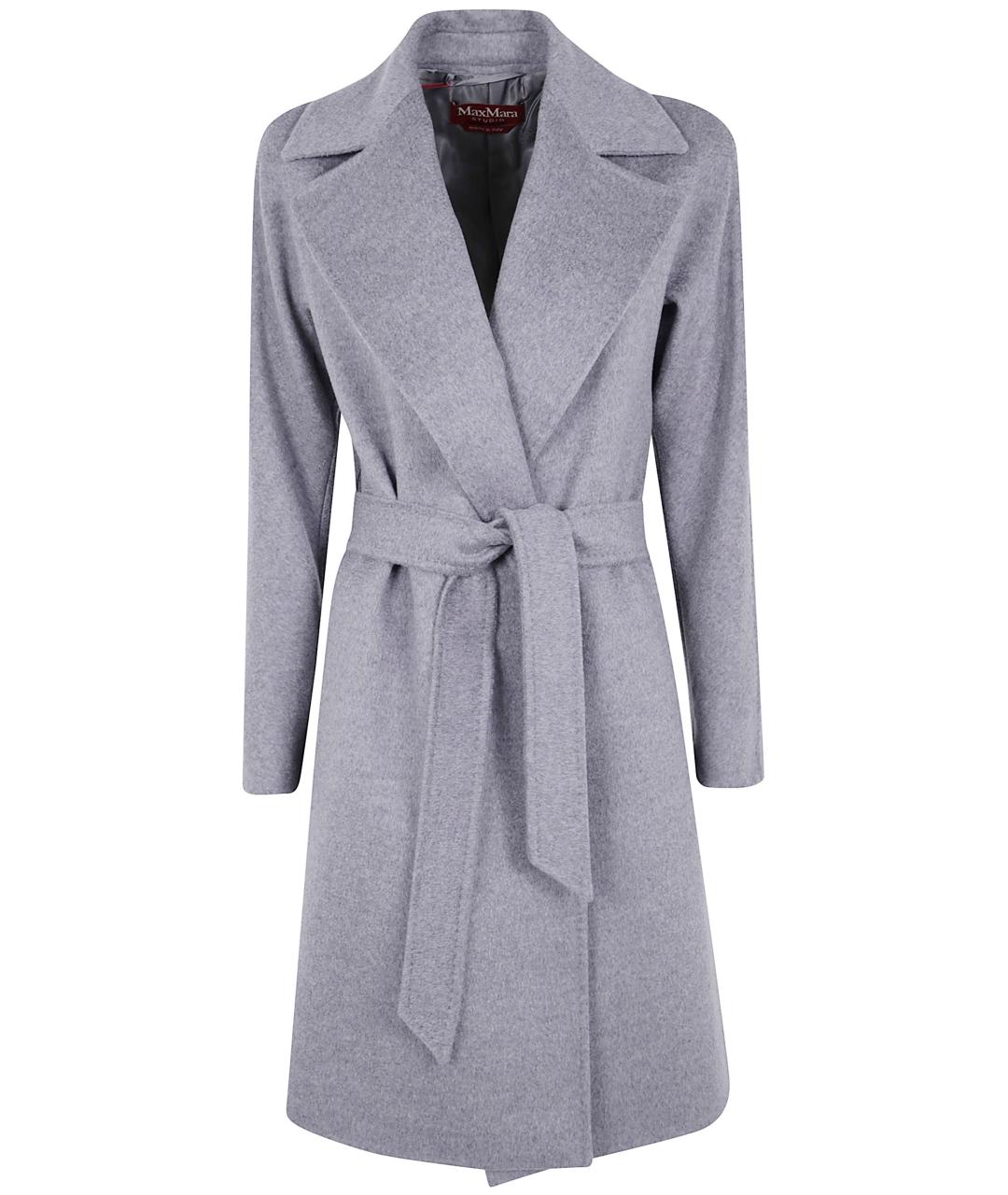 MAX MARA STUDIO Серое шерстяное пальто, фото 1