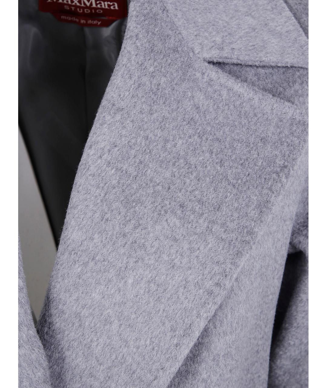 MAX MARA STUDIO Серое шерстяное пальто, фото 3