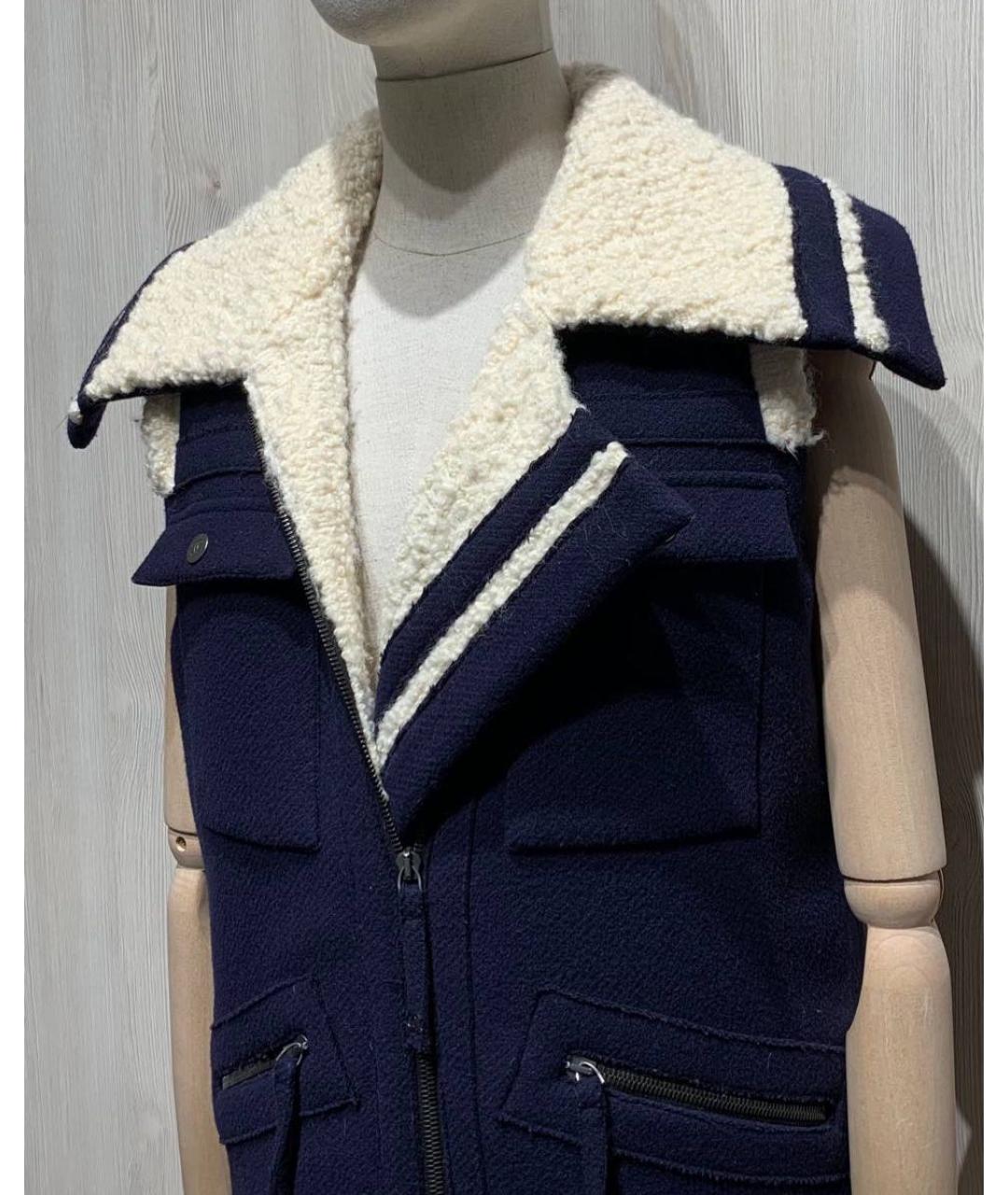 CHANEL Темно-синий шерстяной жилет, фото 2