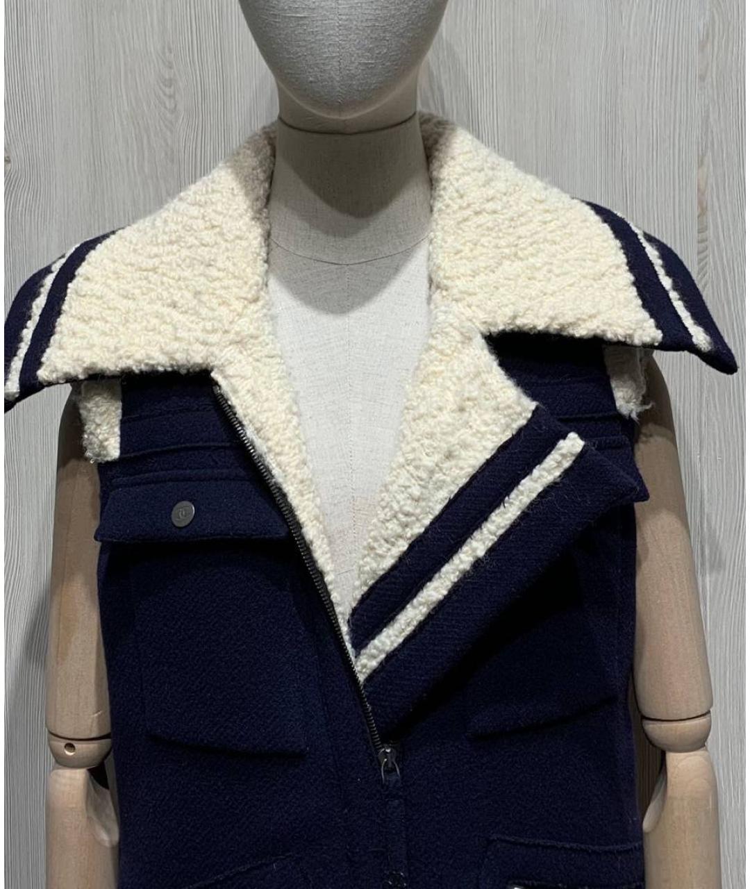 CHANEL Темно-синий шерстяной жилет, фото 3