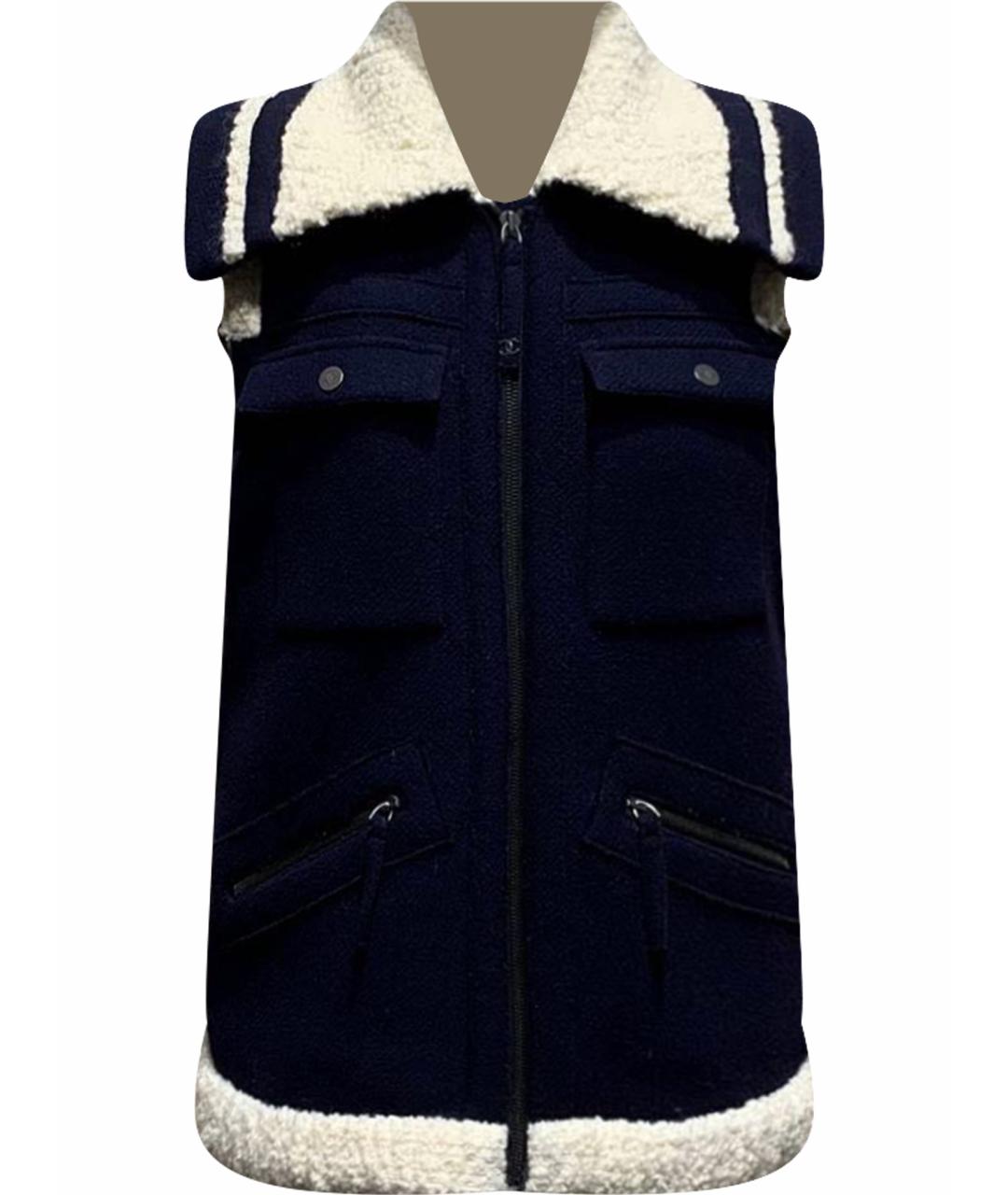 CHANEL Темно-синий шерстяной жилет, фото 1