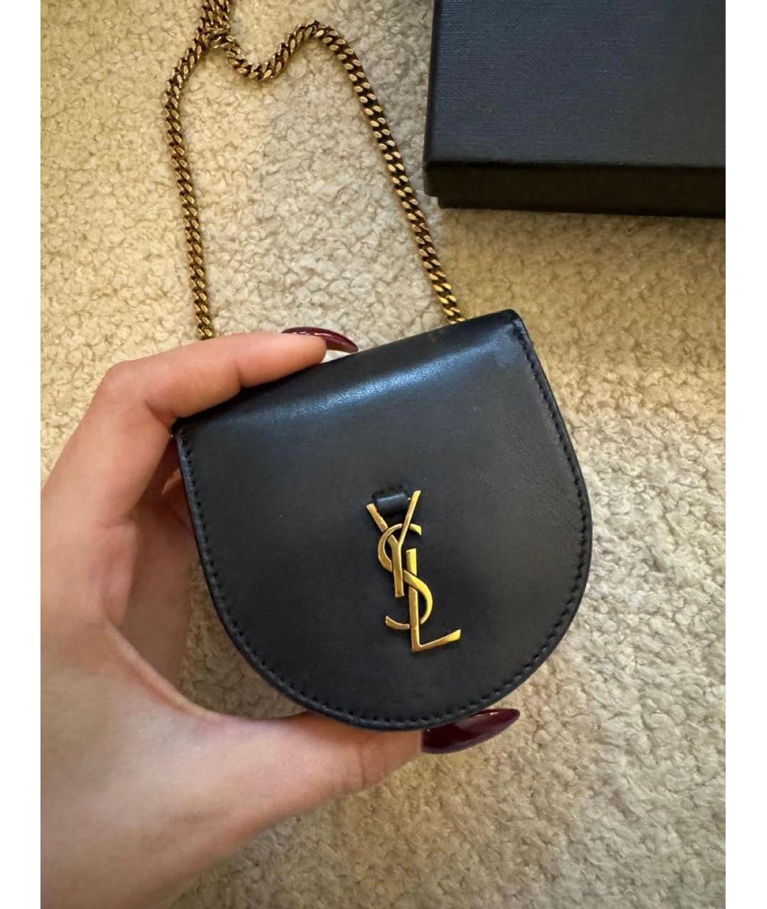 SAINT LAURENT Черная кожаная сумка через плечо, фото 4