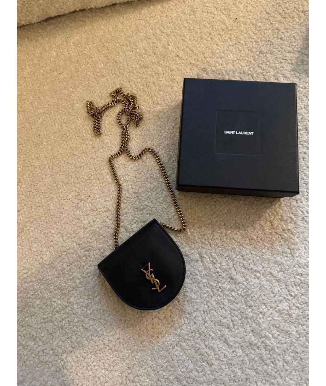 SAINT LAURENT Черная кожаная сумка через плечо, фото 3