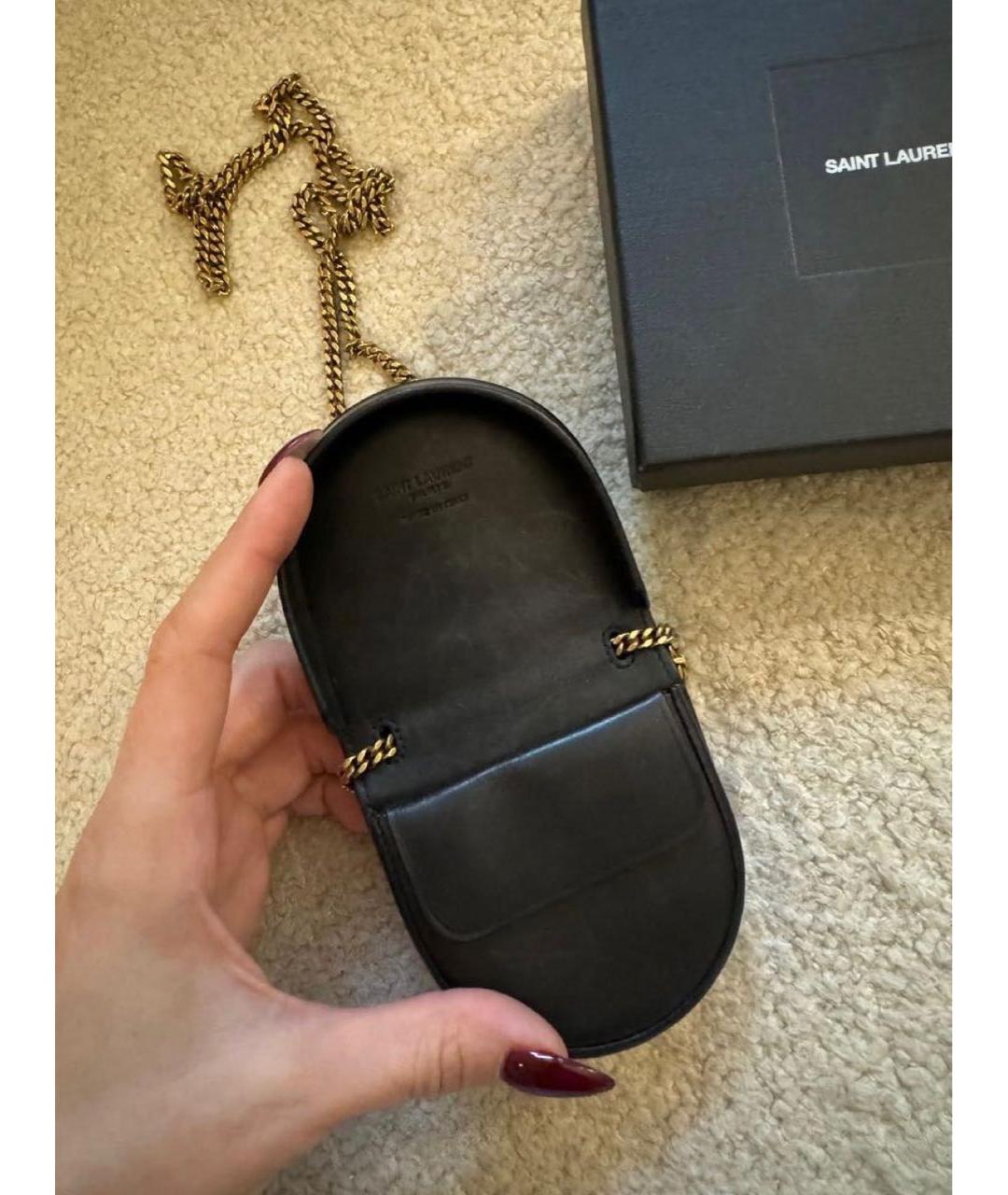 SAINT LAURENT Черная кожаная сумка через плечо, фото 6