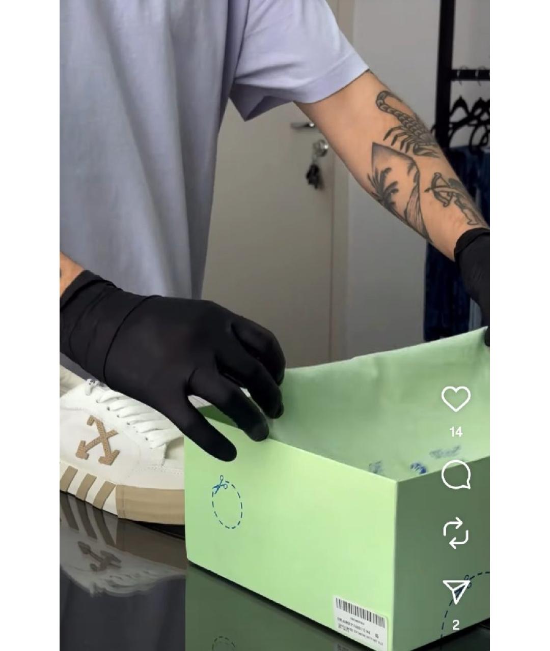 OFF-WHITE Белые текстильные кеды, фото 5