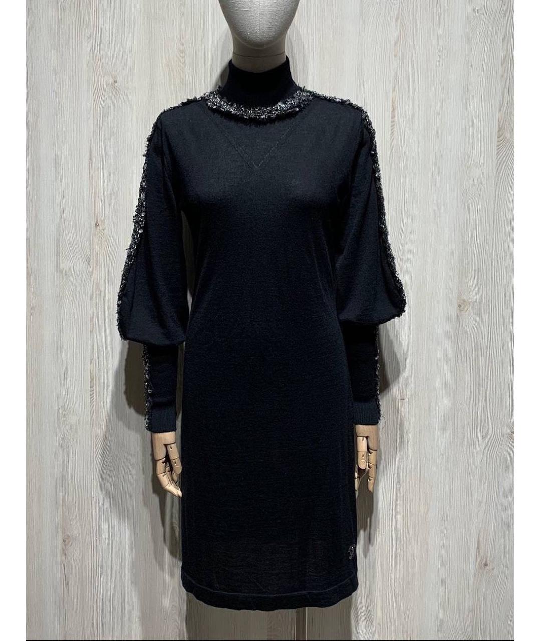 CHANEL Черное шерстяное повседневное платье, фото 7