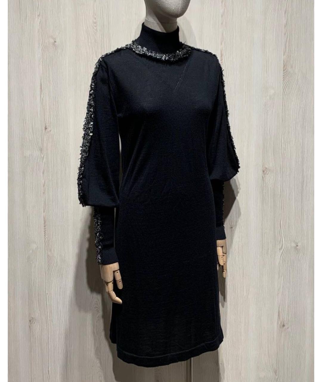 CHANEL Черное шерстяное повседневное платье, фото 2