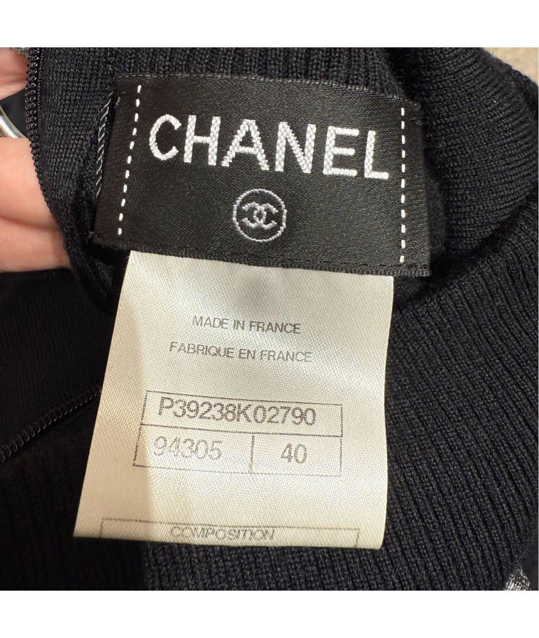 CHANEL Черное шерстяное повседневное платье, фото 5