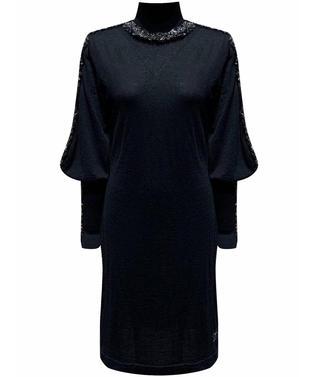 CHANEL Черное шерстяное повседневное платье, фото 1