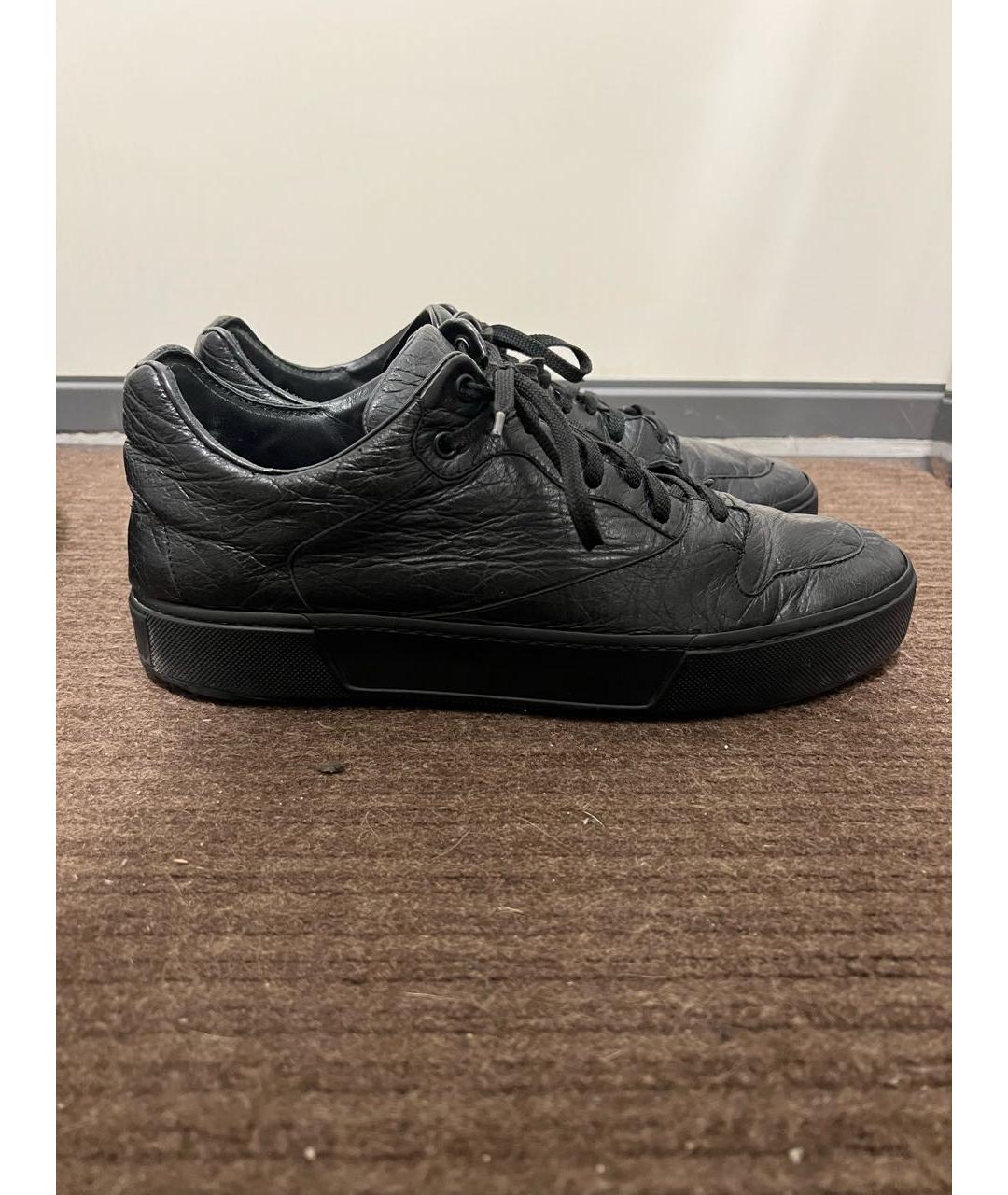 BALENCIAGA Черные кожаные низкие кроссовки / кеды, фото 5