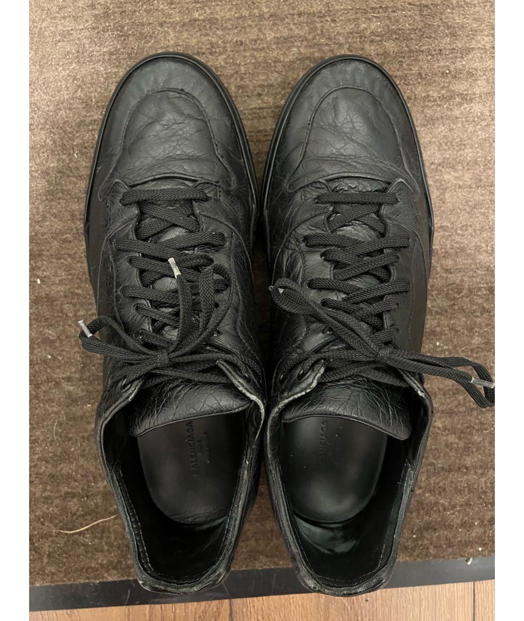 BALENCIAGA Черные кожаные низкие кроссовки / кеды, фото 3