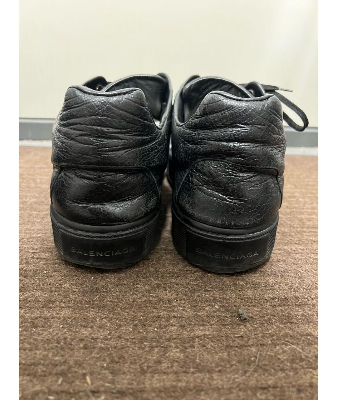 BALENCIAGA Черные кожаные низкие кроссовки / кеды, фото 4
