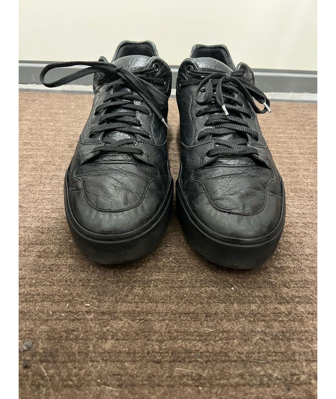 BALENCIAGA Черные кожаные низкие кроссовки / кеды, фото 2