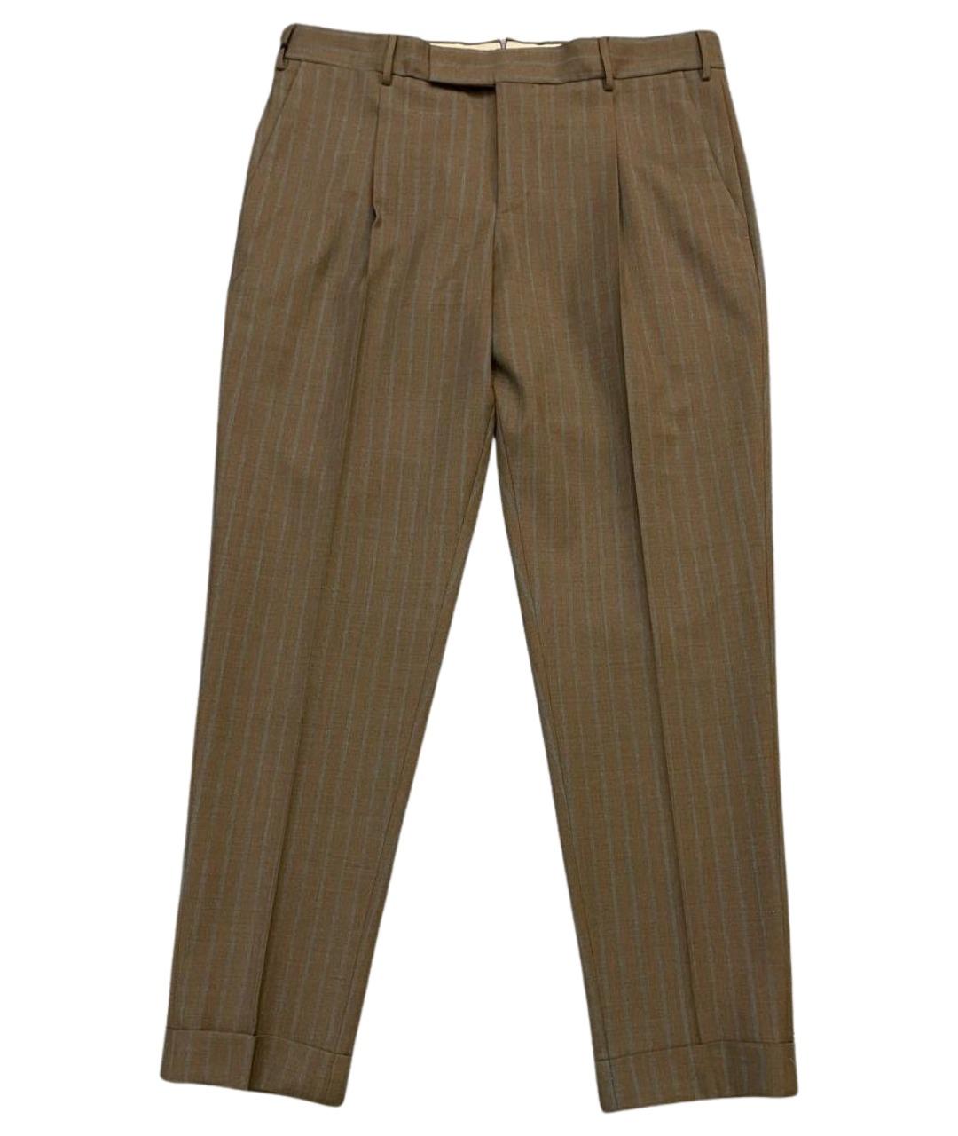 PT TORINO Коричневые шерстяные классические брюки, фото 1