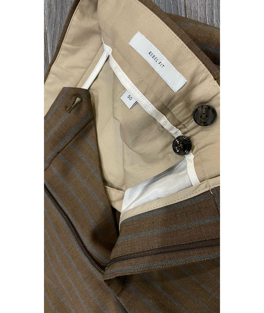 PT TORINO Коричневые шерстяные классические брюки, фото 8