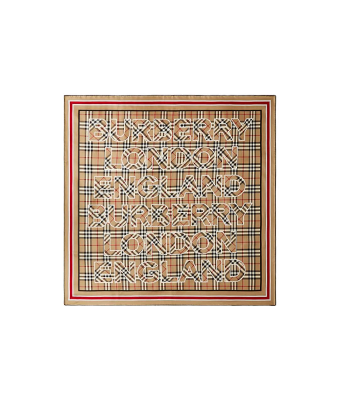 BURBERRY Бежевый шелковый шарф, фото 1