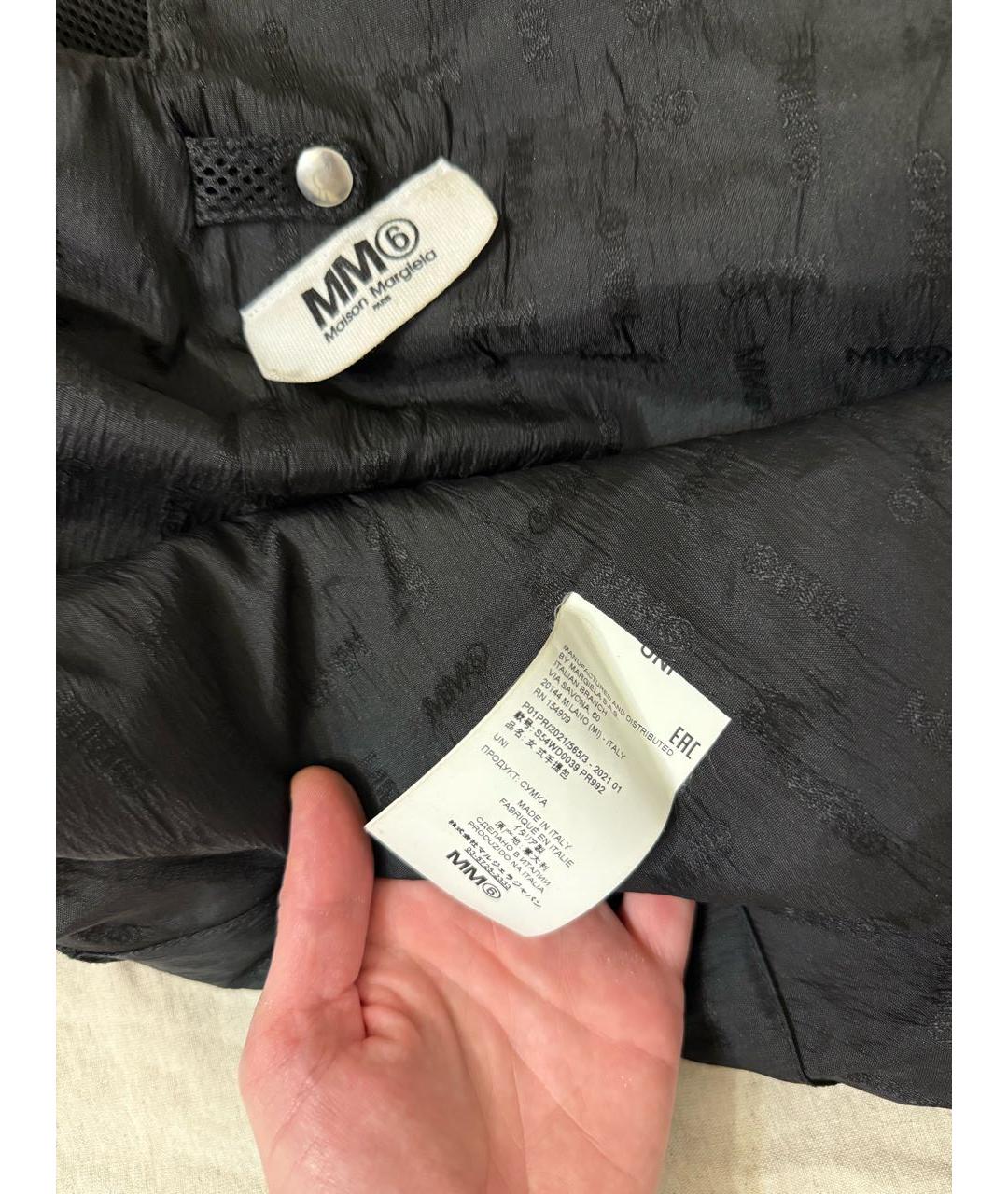 MM6 MAISON MARGIELA Черная тканевая сумка с короткими ручками, фото 6