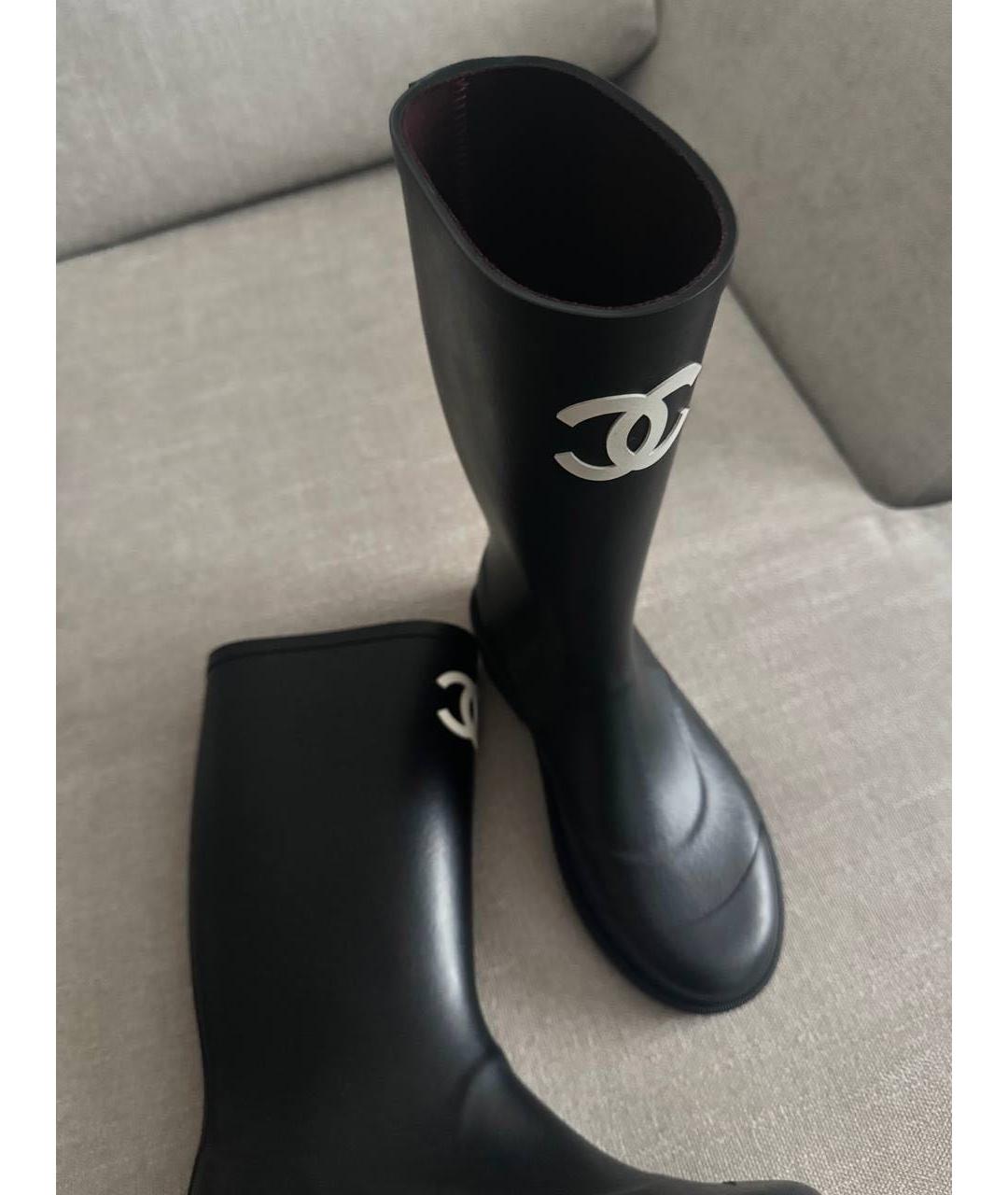 CHANEL Черные резиновые сапоги, фото 2