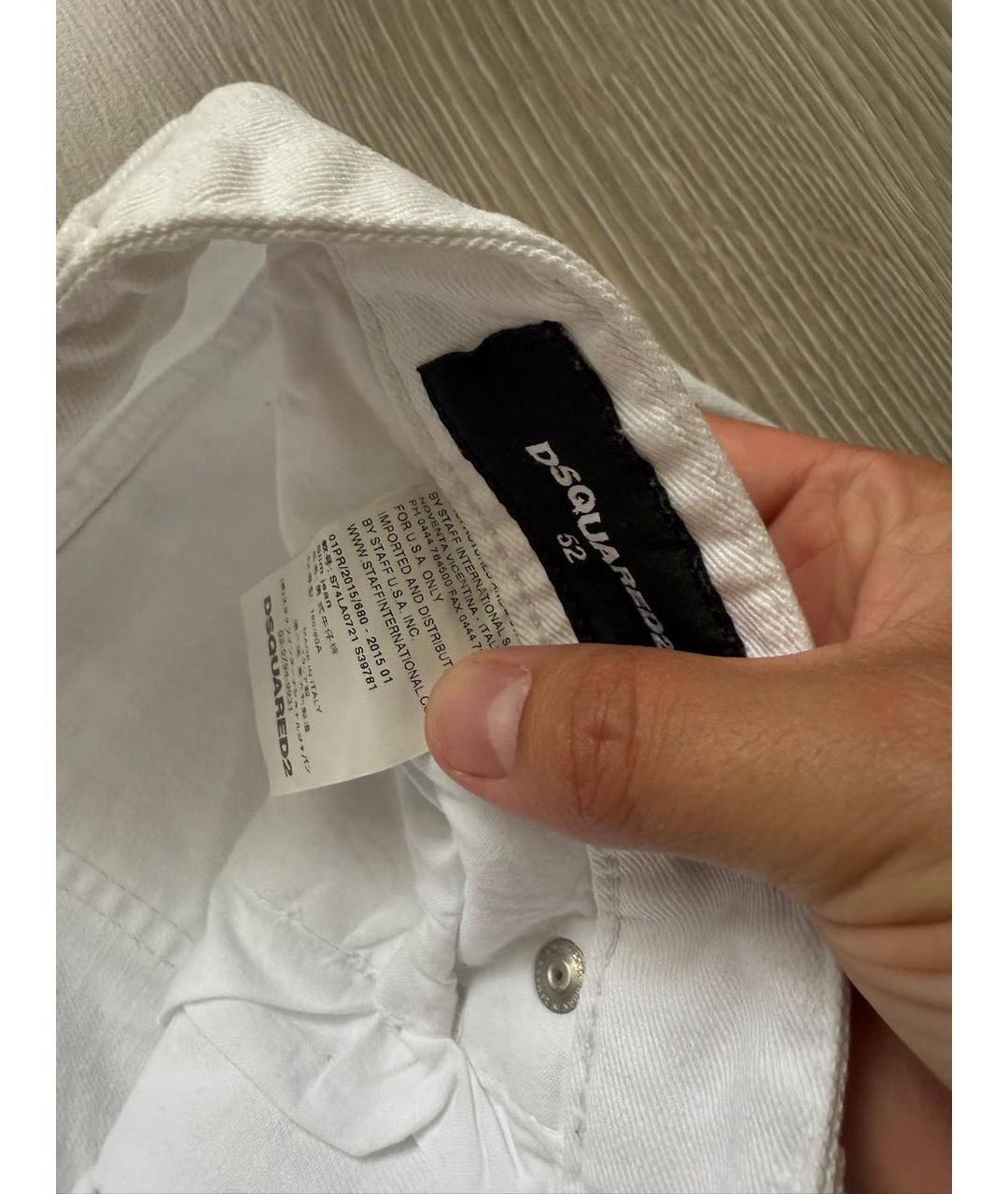 DSQUARED2 Белые хлопко-эластановые джинсы скинни, фото 6