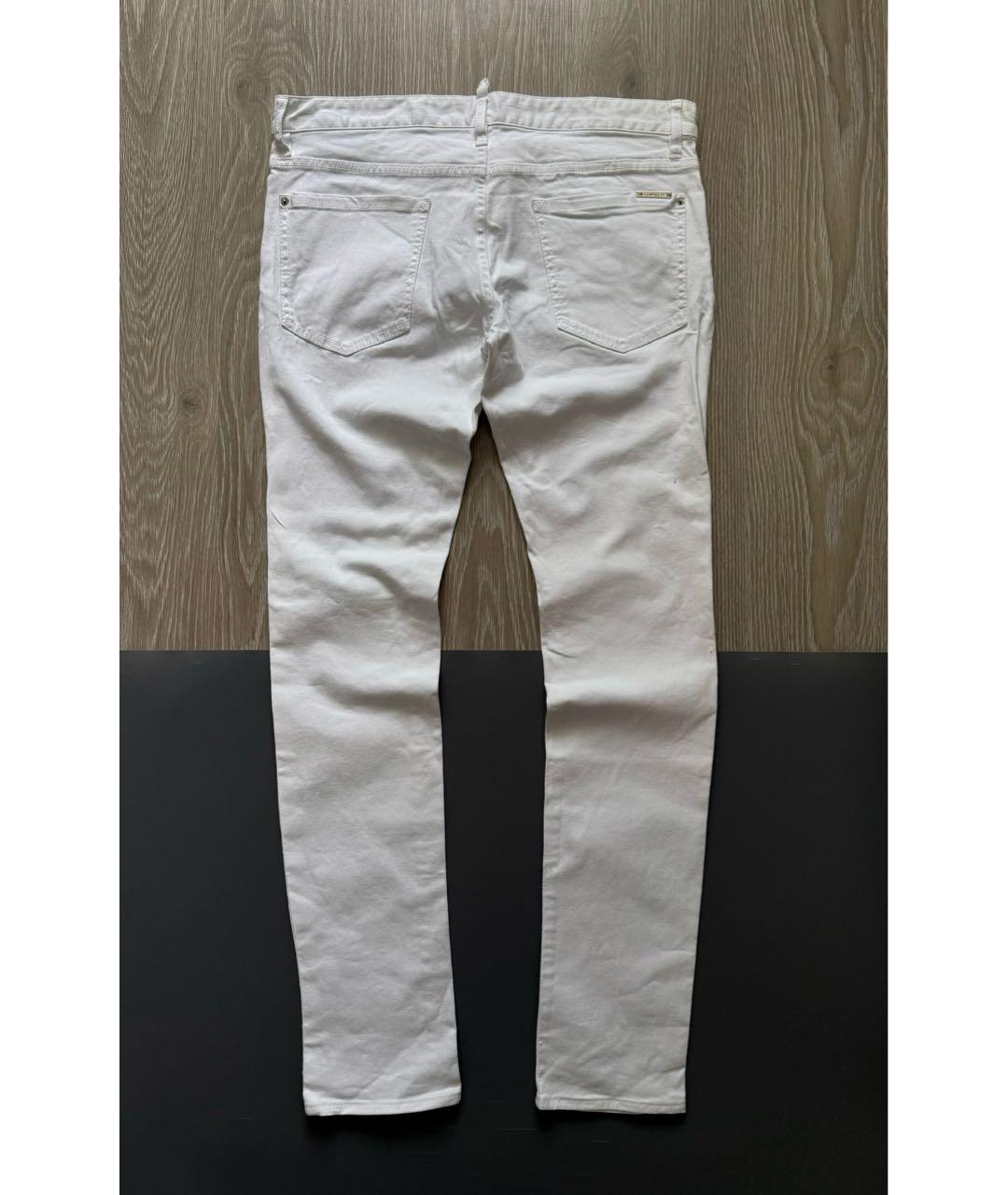 DSQUARED2 Белые хлопко-эластановые джинсы скинни, фото 2