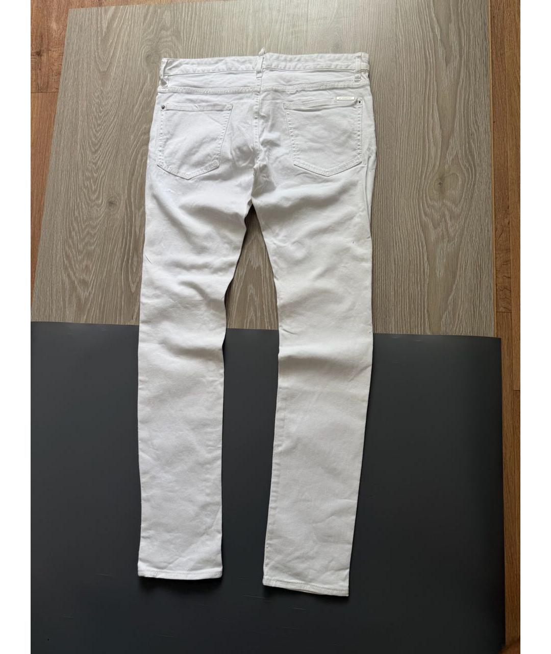 DSQUARED2 Белые хлопко-эластановые джинсы скинни, фото 3