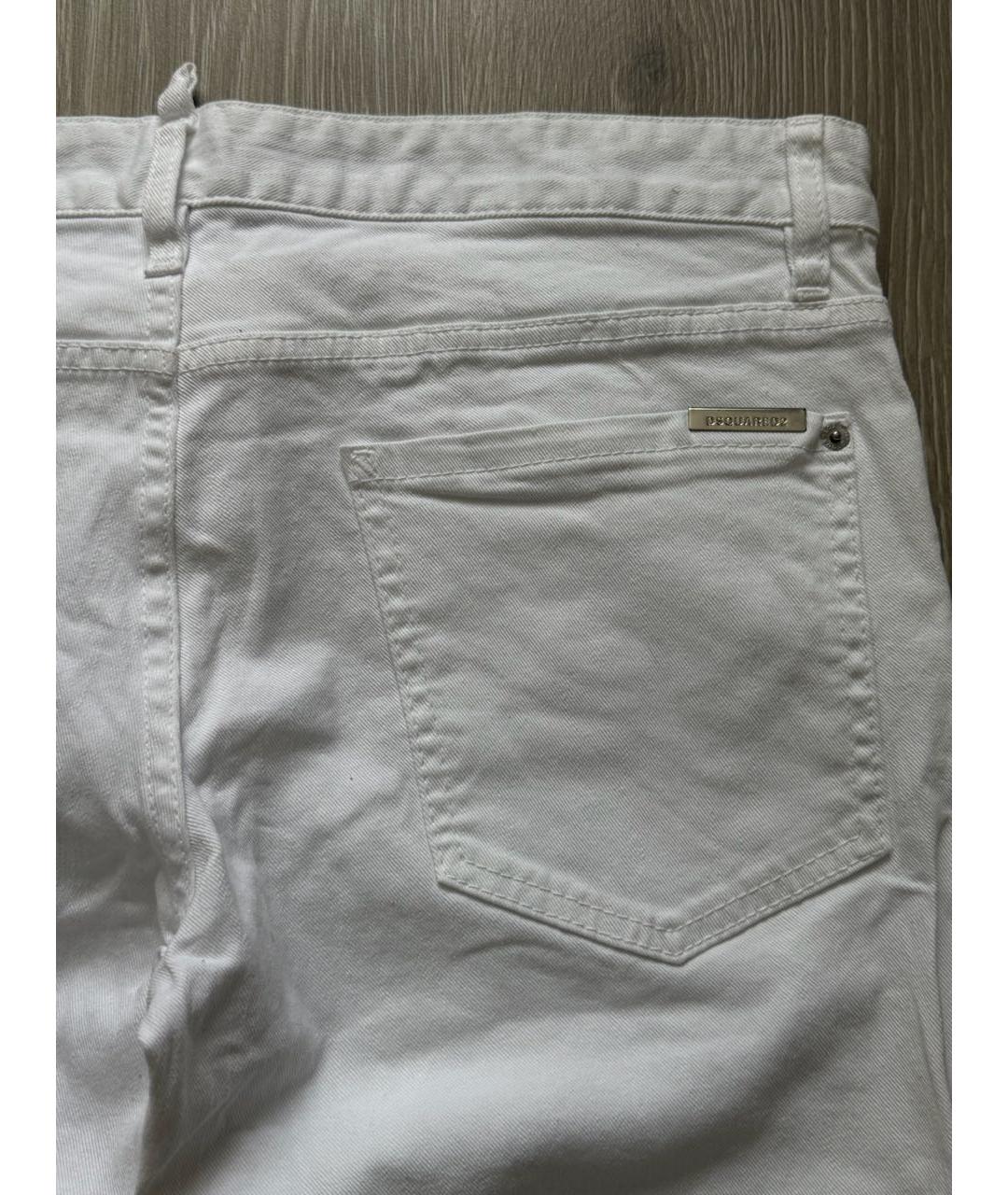 DSQUARED2 Белые хлопко-эластановые джинсы скинни, фото 4