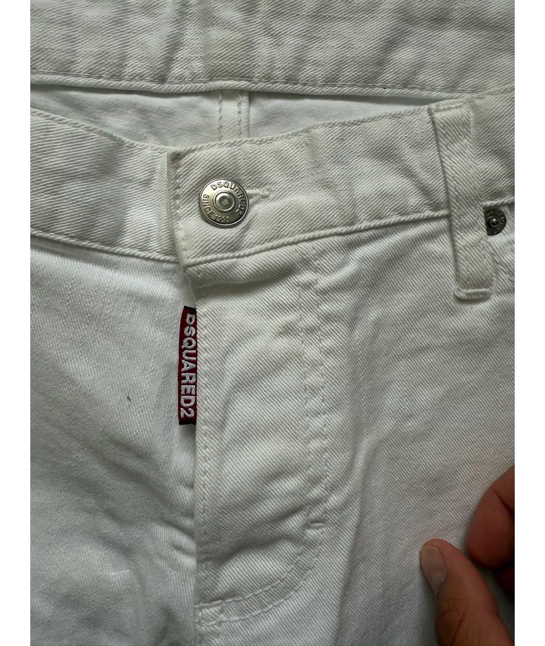 DSQUARED2 Белые хлопко-эластановые джинсы скинни, фото 5