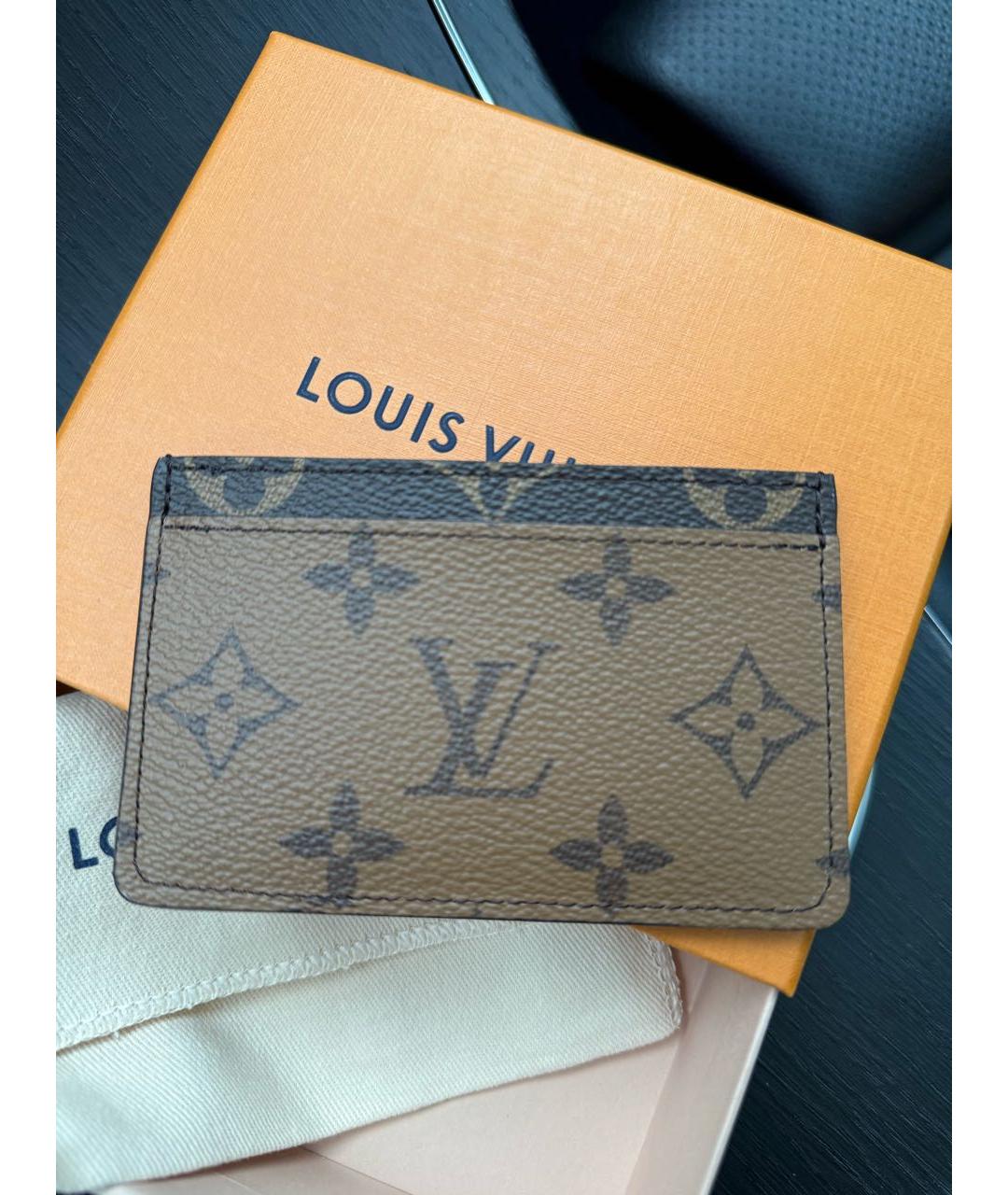 LOUIS VUITTON Коричневый кожаный кардхолдер, фото 5