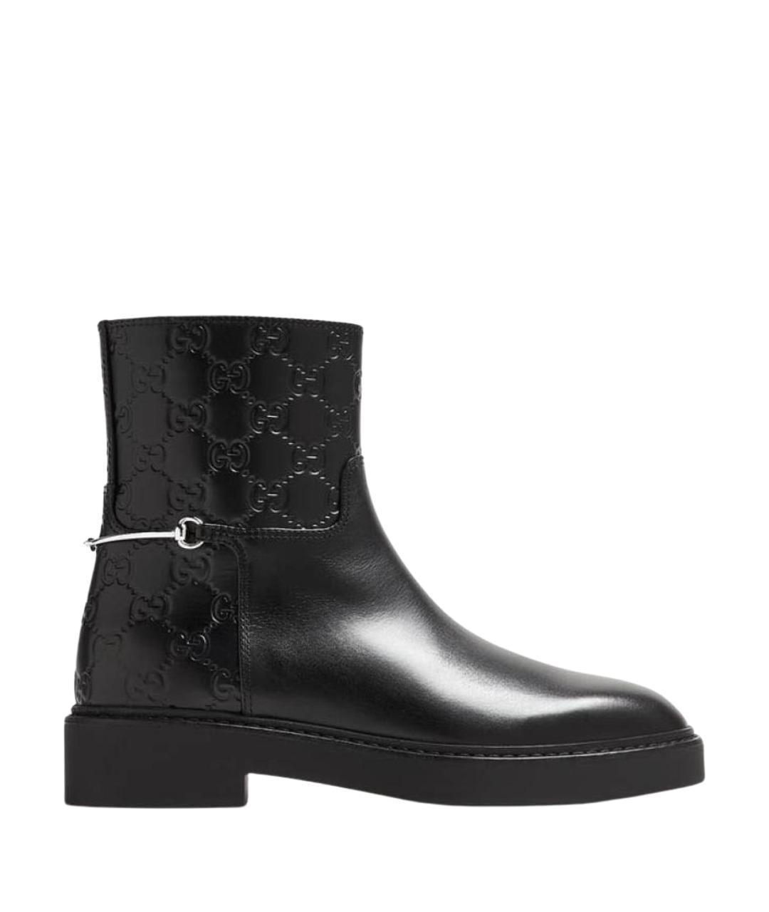 GUCCI Черные кожаные ботинки, фото 1