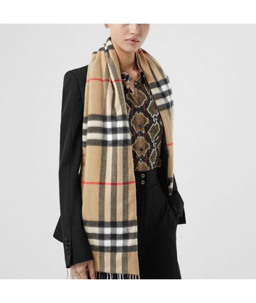 BURBERRY Бежевый кашемировый шарф, фото 6