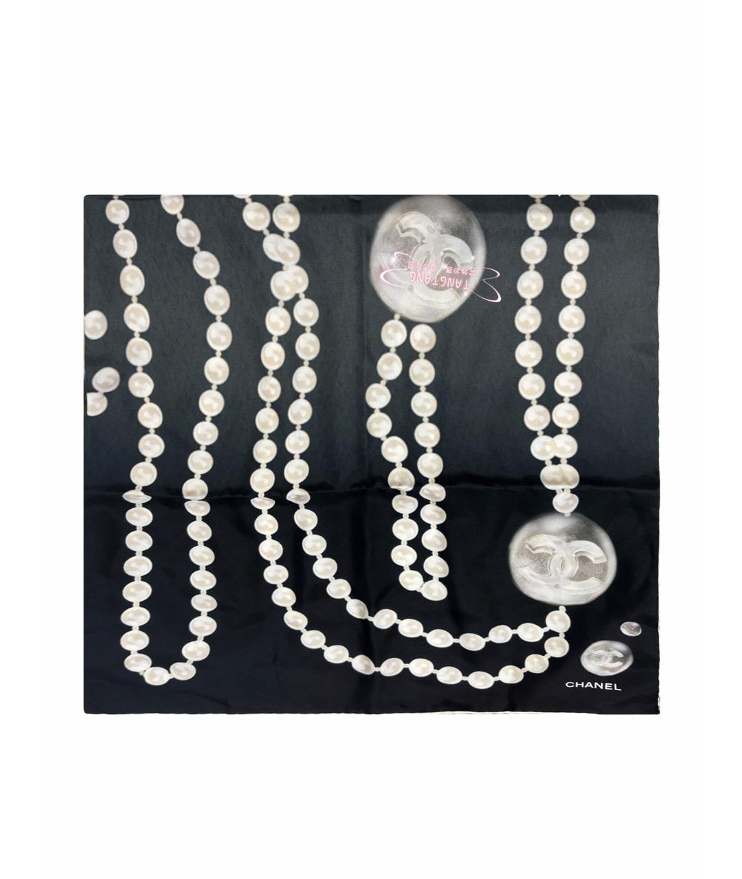 CHANEL Черный шелковый платок, фото 1