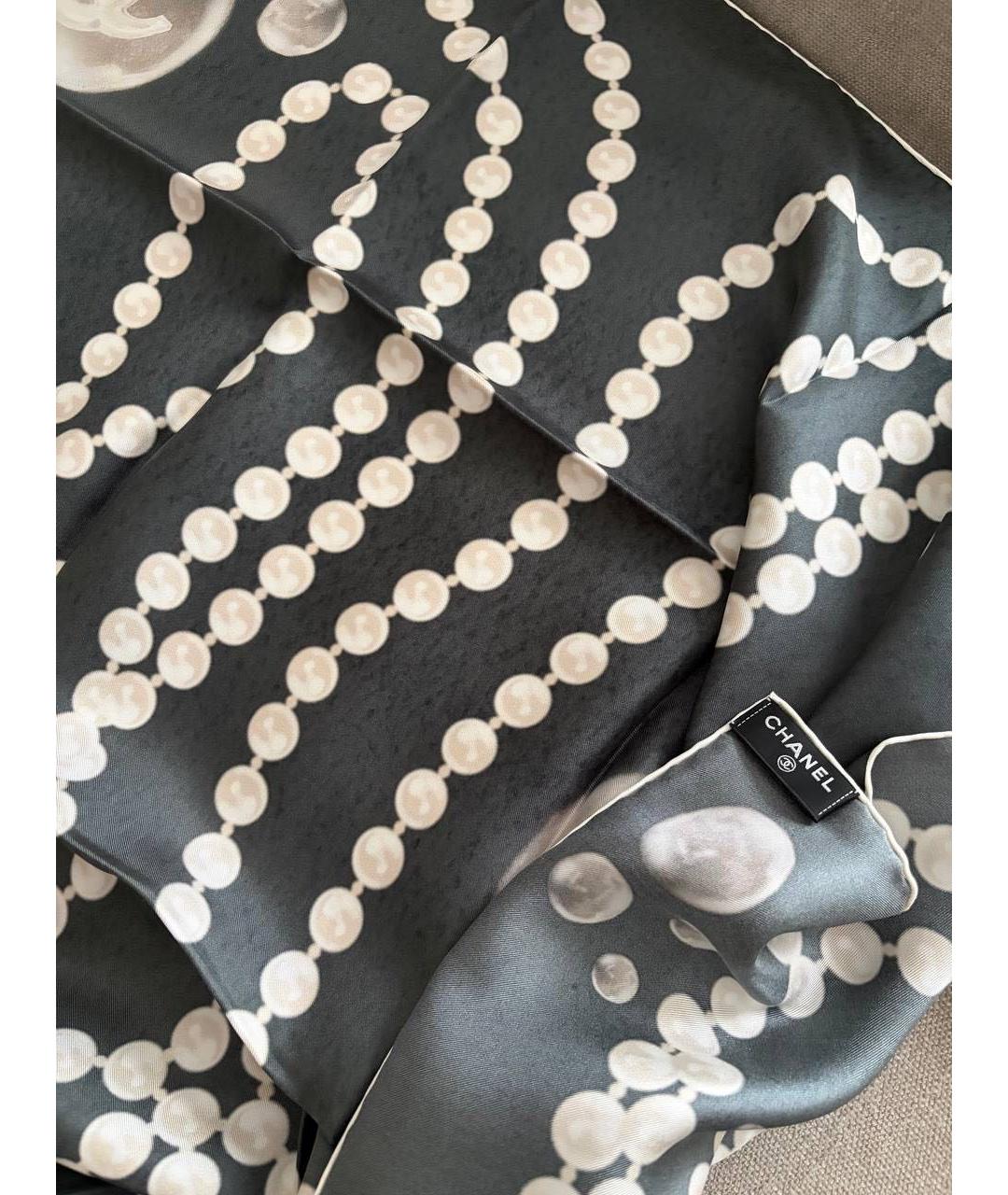 CHANEL Черный шелковый платок, фото 2