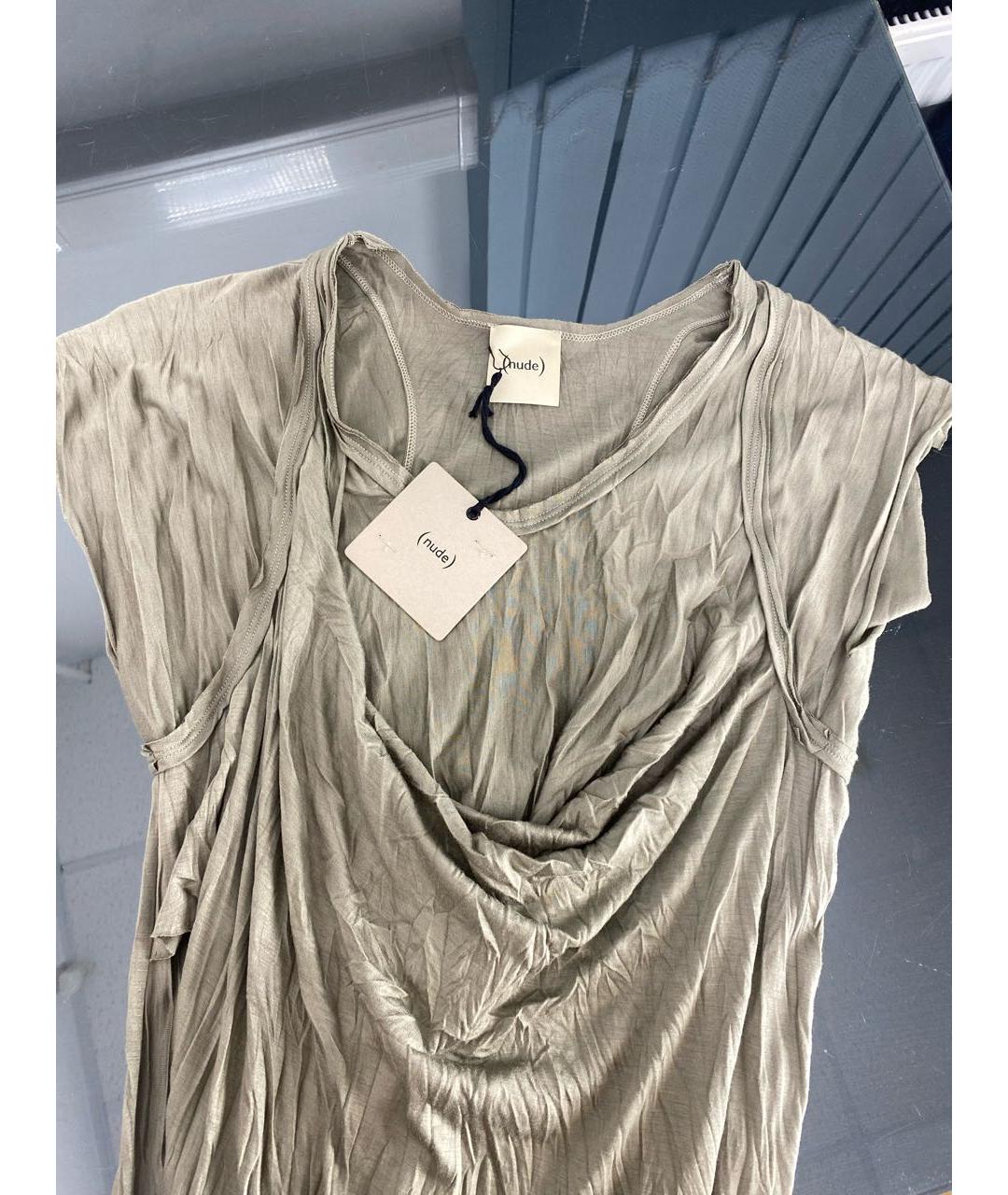 NUDE Хаки вискозное платье, фото 3