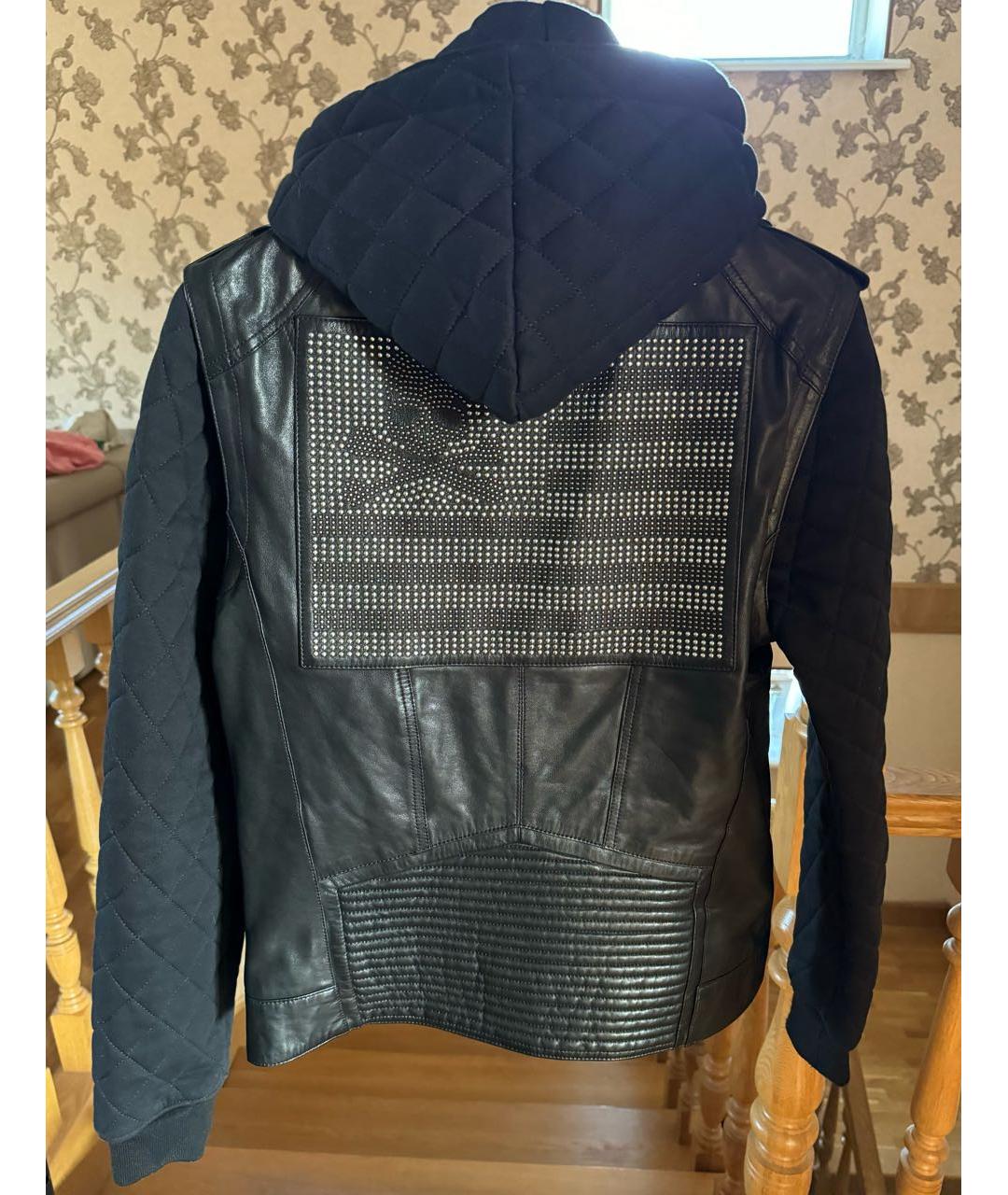 PHILIPP PLEIN Черная кожаная куртка, фото 3