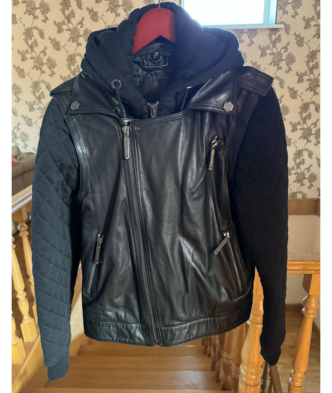 PHILIPP PLEIN Черная кожаная куртка, фото 2