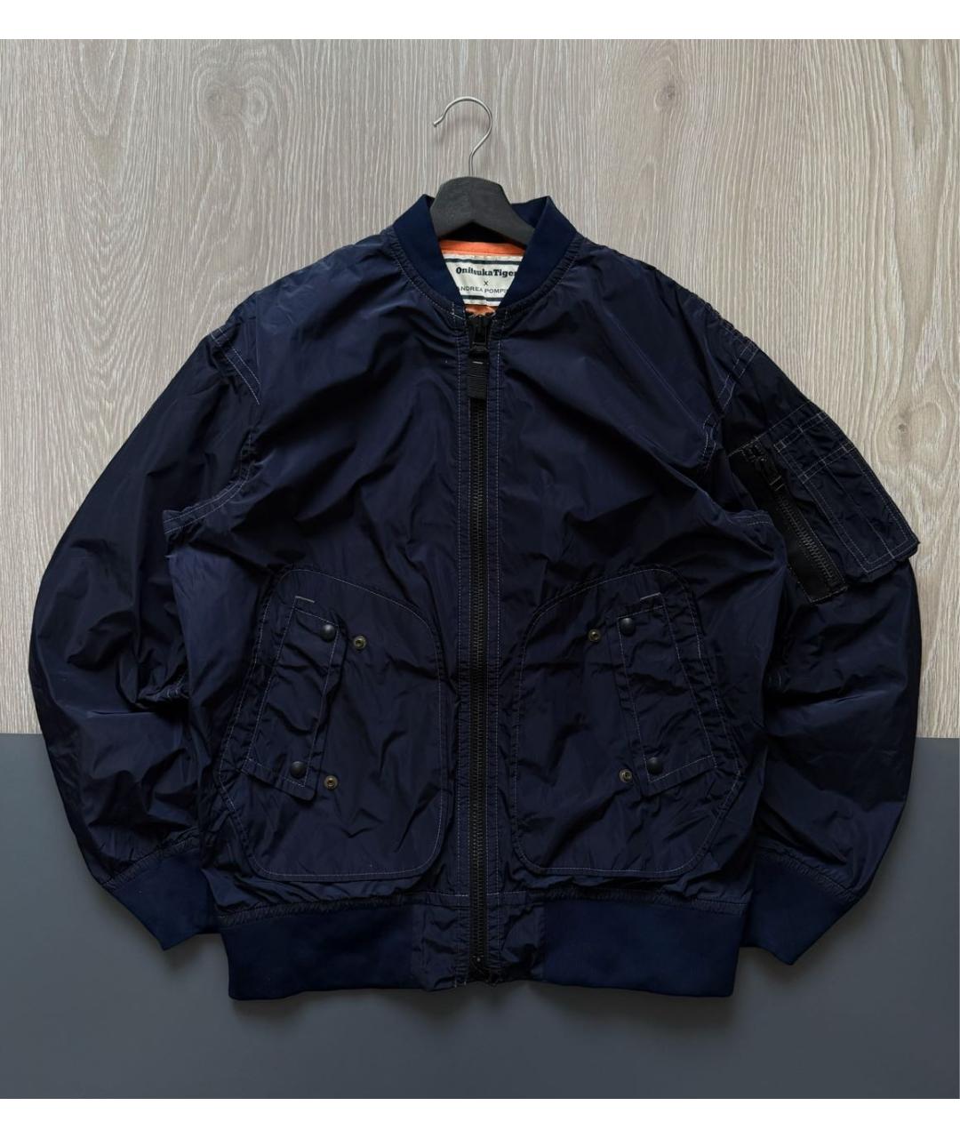 ONITSUKA TIGER Темно-синяя полиэстеровая куртка, фото 7