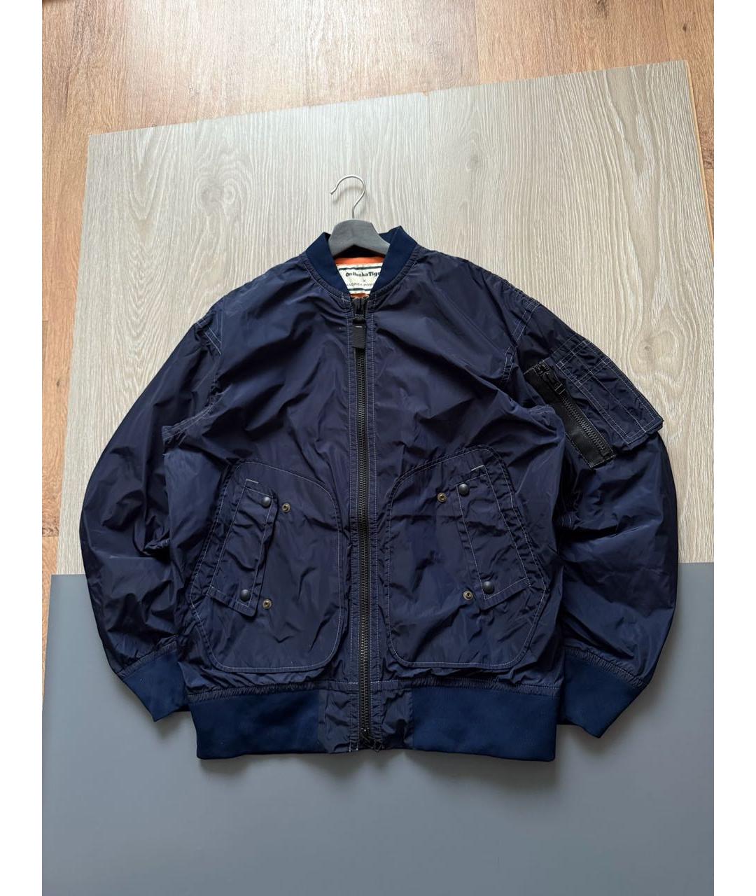 ONITSUKA TIGER Темно-синяя полиэстеровая куртка, фото 2
